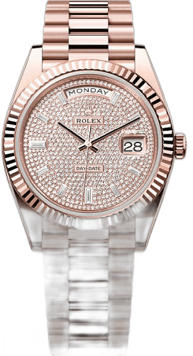 Rolex Day-Date 40 18ct Everose Gold — Diamond-Paved Dial, Fluted Bezel | Ref. 228235