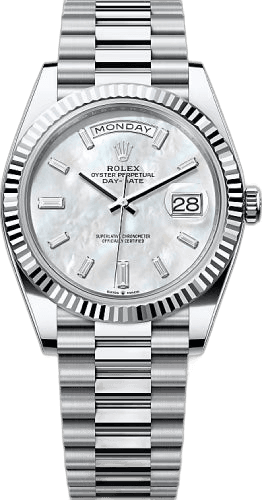 Rolex Day-Date 40 Platinum — White MOP Diamond Set Dial | Ref. 228236