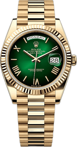 Rolex Day-Date 40 Yellow Gold — Green Ombré Roman Dial | Ref. 228238