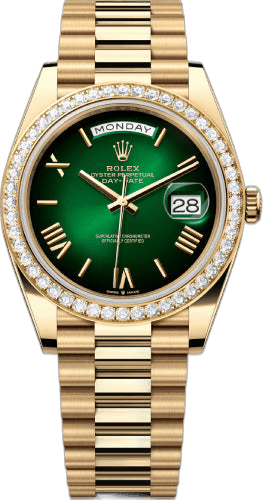 Rolex Day-Date 40 18ct Yellow Gold — Green Ombré Diamond Bezel | Ref. 228348RBR