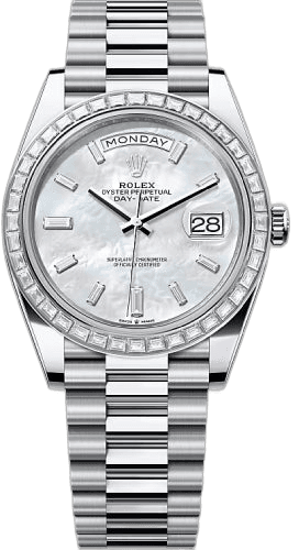 Rolex Day-Date 40 Platinum & Diamonds — White MOP Diamond Set Dial | Ref. 228396TBR