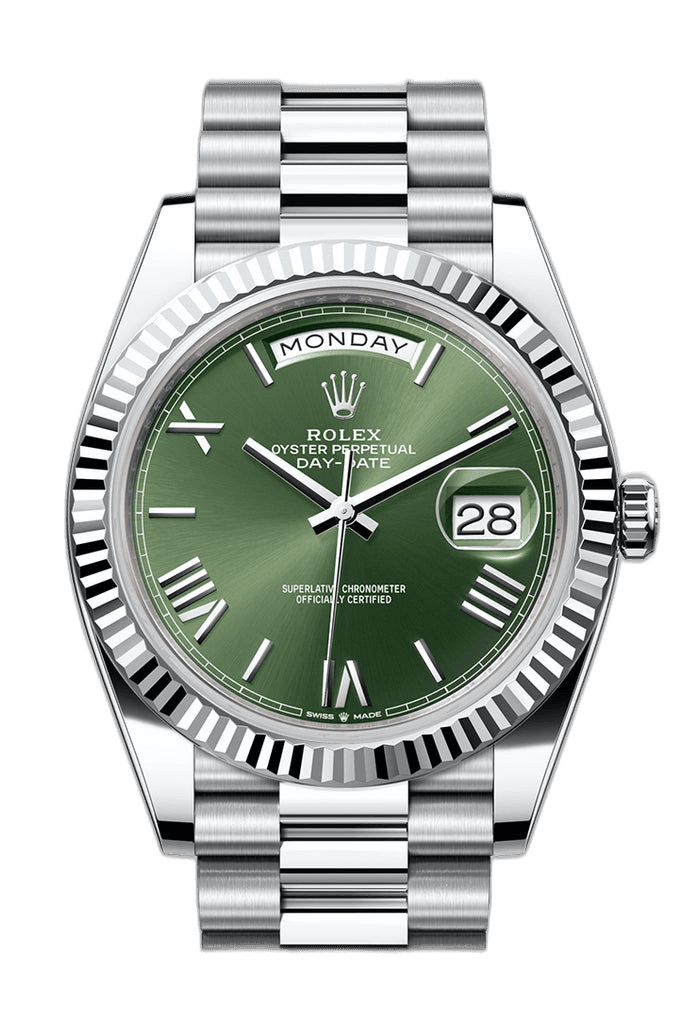 Rolex Day-Date Platinum — Olive Green Sunray | Ref. 228236