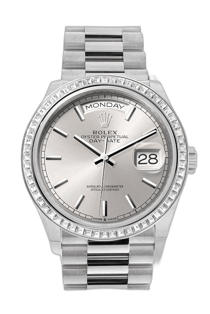 Rolex Day-Date 36 Platinum — Silver Dial | Ref. 128396TBR