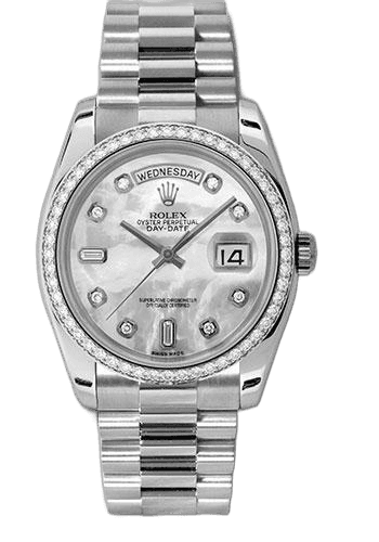 Rolex Day-Date 36 Platinum — Mother-of-Pearl Diamond Dial | Ref. 118346