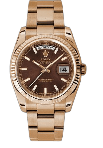 Rolex Day-Date 36 Everose Gold — Fluted Bezel, Chocolate Index Dial | Ref. 118235