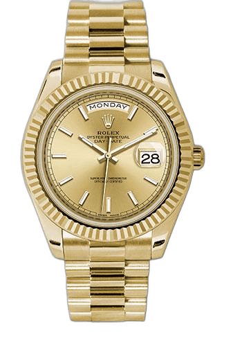 Rolex Day-Date 40 Yellow Gold — Champagne Dial with Fluted Bezel | Ref. 228238