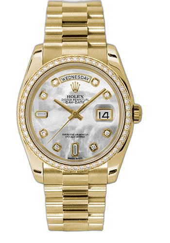 Rolex Day-Date 36 Yellow Gold — Mother-of-Pearl Diamond Dial | Ref. 118348