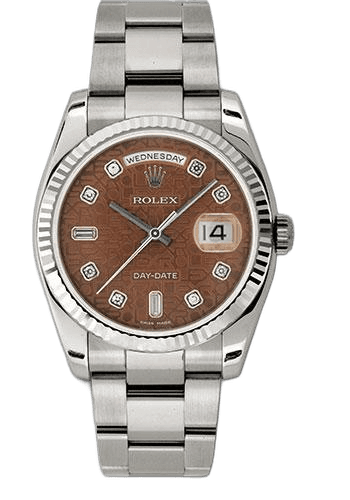 Rolex Day-Date White Gold — Fluted Bezel Havana Brown Jubilee Diamond Dial | Ref. 118239