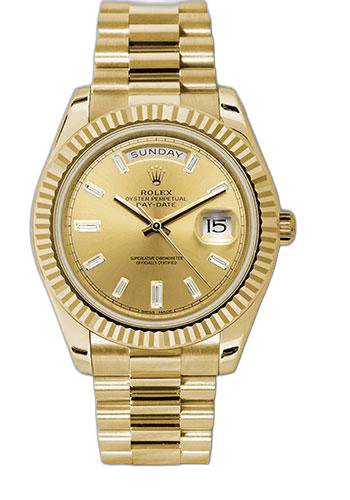 Rolex Day-Date 40 Yellow Gold — Champagne Baguette Diamond Dial | Ref. 228238