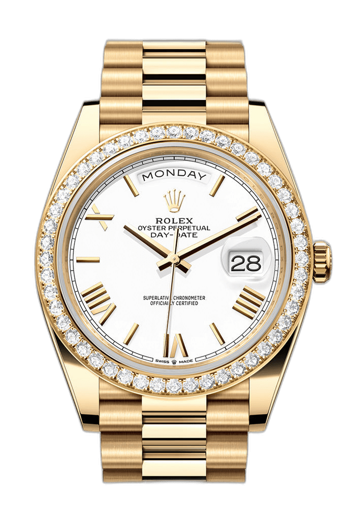 Rolex Day-Date 40 Yellow Gold — White Roman Dial | Ref. 228348