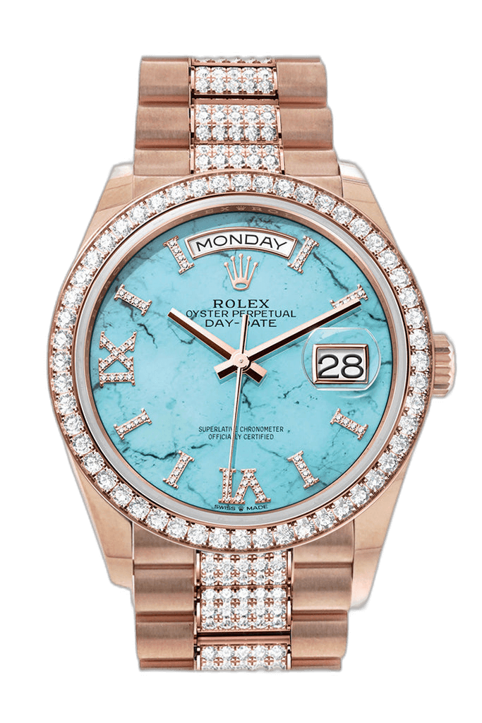 Rolex Day-Date 36 Everose Gold — Turquoise Diamond Dial | Ref. 128345RBR