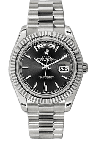 Rolex Day-Date 40 White Gold — Fluted Bezel, Black Index Dial | Ref. 228239