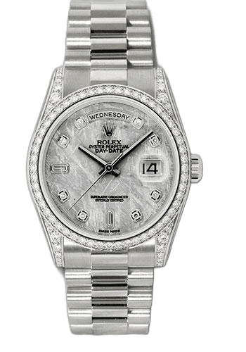 Rolex Day-Date 36 White Gold — Meteorite Diamond Dial | Ref. 118389