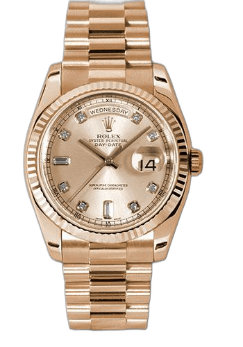 Rolex Day-Date 36 Pink Gold — Pink Champagne Diamond Dial | Ref. 118235