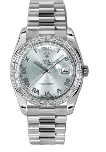 Rolex Day-Date 36 Platinum — Glacier Blue Roman Dial | Ref. 118366