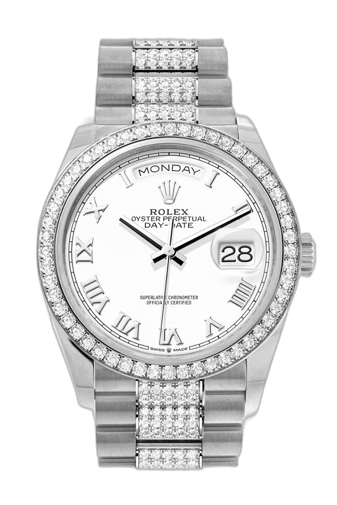 Rolex Day-Date White Gold — 36 White Diamond Set | Ref. 128349RBR