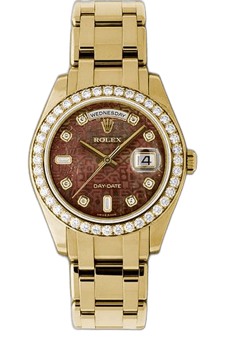 Rolex Day-Date Yellow Gold Day-Date Special Edition 39 Watch - 40 Diamond Bezel - Dark Mother-Of-Pearl Jubilee Diamond Dial - 18948 dkmjd 39mm 40 Diamond Bezel Dark Mother-Of-Pearl Jubilee Diamond Dial Watch Ref. 18948