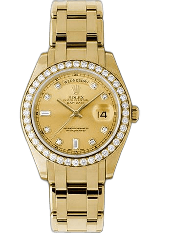 Rolex Day-Date 39 Yellow Gold — Champagne Diamond Dial, Diamond Bezel | Ref. 18948