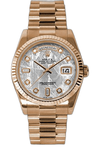 Rolex Day-Date 36 Gold — Fluted Bezel Meteorite Diamond Dial | Ref. 118235