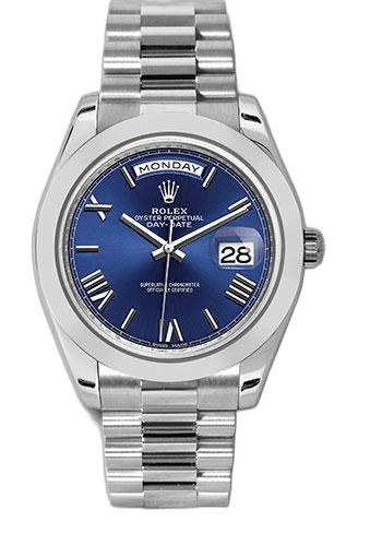 Rolex Day-Date 40 Platinum — Blue Bevelled Roman Dial | Ref. 228206