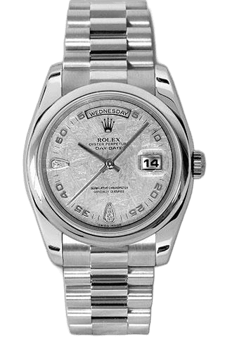 Rolex Day-Date 36 Platinum — Meteorite Diamond Dial, Domed Bezel | Ref. 118206