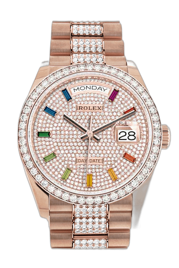 Rolex Day-Date 36 Gold — Diamond-Paved Dial | Ref. 128345RBR
