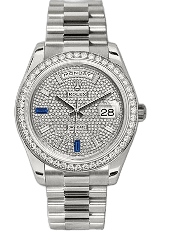 Rolex Day-Date 40 White Gold — Diamond Pavé & Baguette Diamond Dial | Ref. 228349RBR