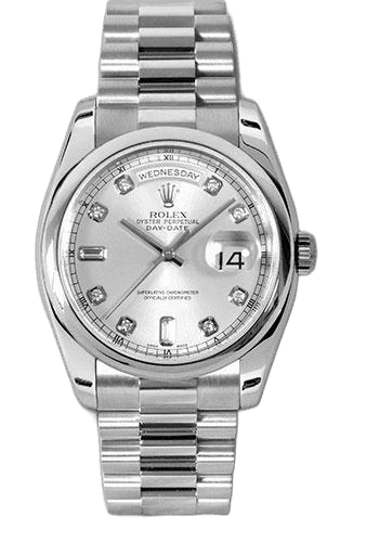 Rolex Day-Date Platinum — Silver Diamond Dial | Ref. 118206