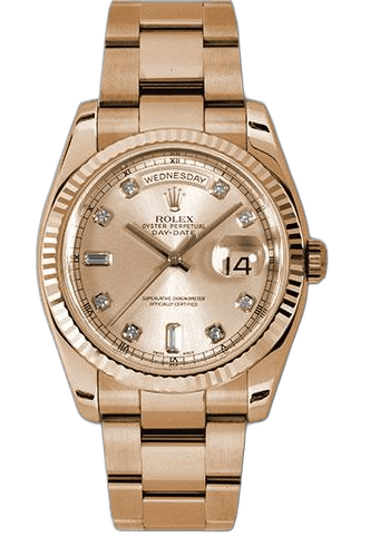 Rolex Day-Date 36 Gold — Fluted Bezel Champagne Diamond Dial | Ref. 118235