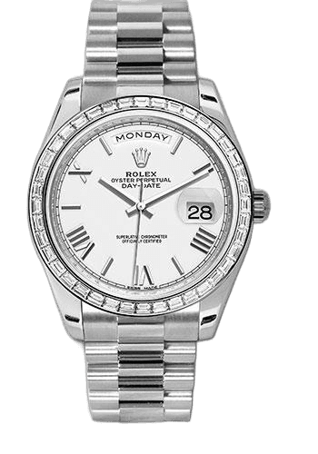 Rolex Day-Date 40 Platinum — White Bevelled Roman Dial | Ref. 228396TBR