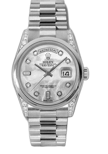 Rolex Day-Date Platinum — Mother-Of-Pearl Diamond Dial | Ref. 118296