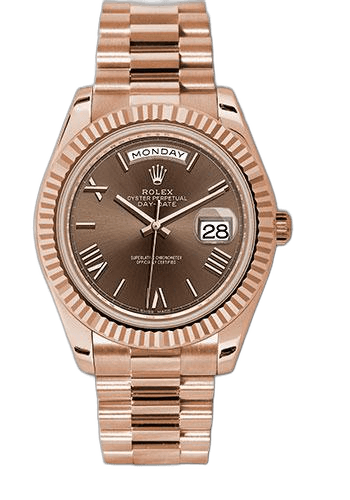 Rolex Day-Date 40 Everose Gold — Fluted Bezel Chocolate Bevelled Roman | Ref. 228235