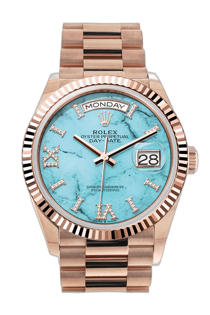 Rolex Day-Date 36 Gold — Turquoise Diamond Dial | Ref. 128235
