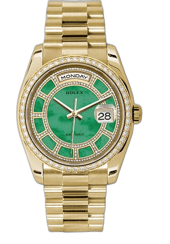 Rolex Day-Date 36 Yellow Gold — Carousel of Green Jade Diamond Dial | Ref. 118348