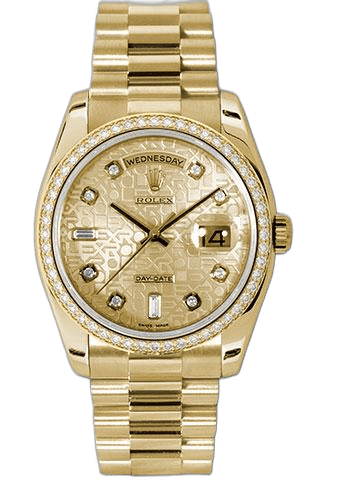 Rolex Day-Date 36 Yellow Gold — Champagne Jubilee Diamond Dial | Ref. 118348