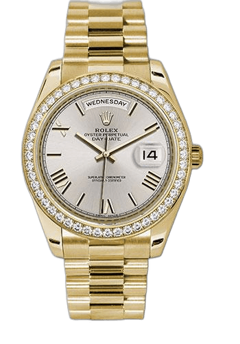 Rolex Day-Date 40 Yellow Gold — Silver Bevelled Roman Dial | Ref. 228348RBR