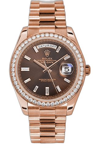 Rolex Day-Date 40 Gold — Chocolate Baguette Diamond Dial | Ref. 228345RBR