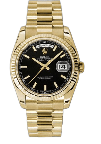Rolex Day-Date 36 Yellow Gold — Black Index Dial | Ref. 118238