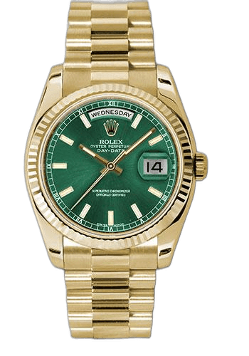 Rolex Day-Date 36 Yellow Gold — Green Index Dial | Ref. 118238