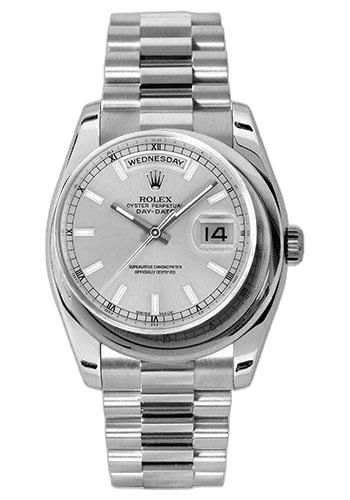 Rolex Day-Date 36 Platinum — Silver Index Dial | Ref. 118206