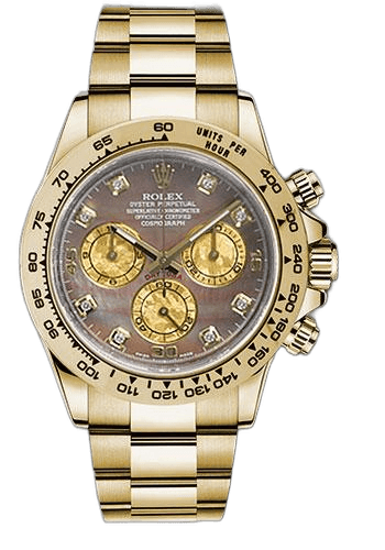 Rolex Daytona Yellow Gold — Dark Mother-of-Pearl and Gold Crystal Diamond Dial | Ref. 116508