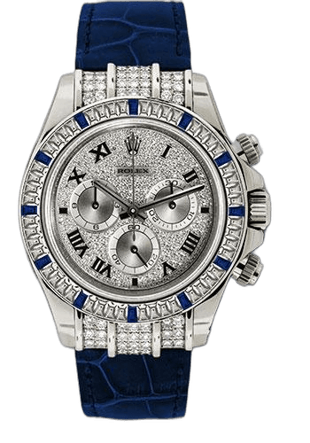 Rolex Daytona White Gold — Pavé Diamond Enamel Roman Dial