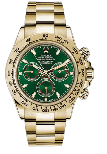 Rolex Daytona Yellow Gold — Green Stick Dial | Ref. 116508