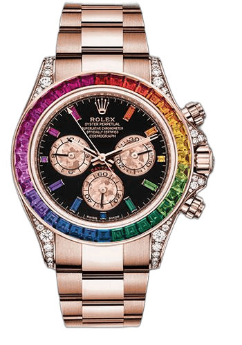 Rolex Daytona Everose Gold — Rainbow Sapphire Bezel & Black Sapphire Dial | Ref. 116595RBOW