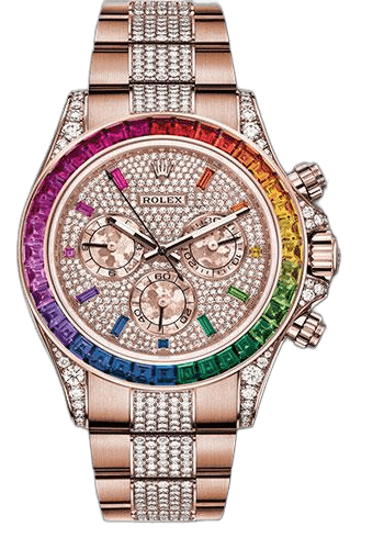 Rolex Daytona 18ct Everose Gold — Rainbow Diamond-Paved Sapphire Dial | Ref. 116595RBOW