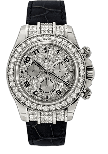 Rolex Daytona White Gold — Pavé Diamond Enamel Arabic Dial | Ref. 116599RBR