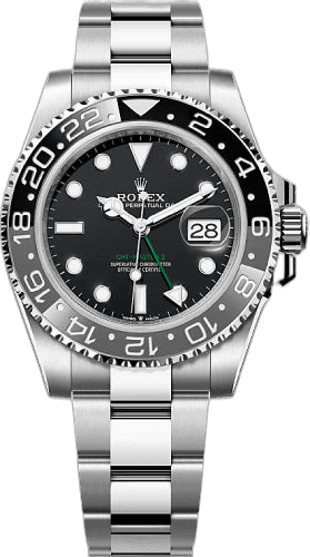 Rolex GMT-Master II Oystersteel — Black Dial, Grey & Black Cerachrom Bezel | Ref. 126710GRNR