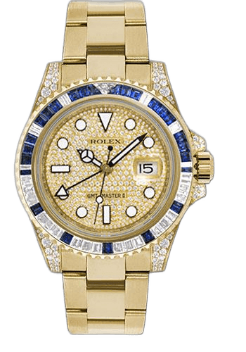 Rolex GMT-Master II Yellow Gold — Pavé Diamond Dial | Ref. 116758SA