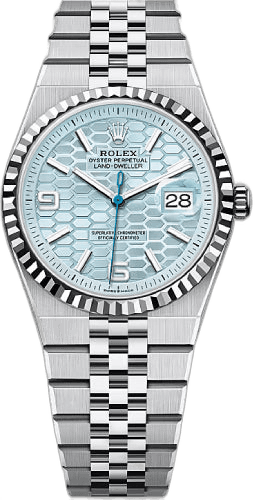 Rolex Land-Dweller 36 Platinum — Ice Blue Dial, Fluted Bezel | Ref. 127236