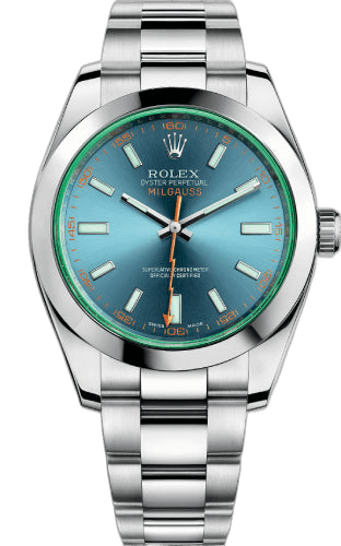 Rolex Milgauss 40 Oystersteel — Blue Dial Green Crystal | Ref. 116400GV
